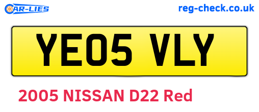 YE05VLY are the vehicle registration plates.