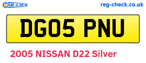 DG05PNU are the vehicle registration plates.