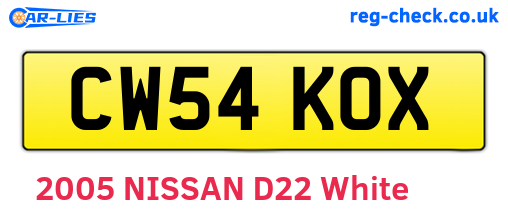 CW54KOX are the vehicle registration plates.