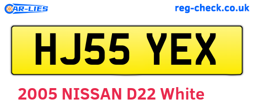 HJ55YEX are the vehicle registration plates.
