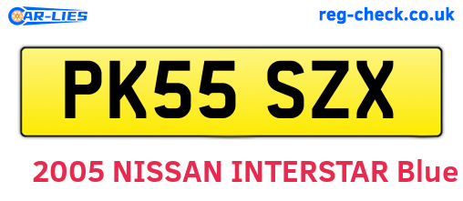 PK55SZX are the vehicle registration plates.