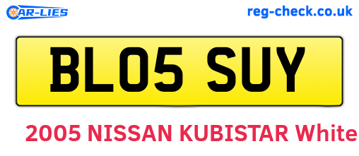 BL05SUY are the vehicle registration plates.