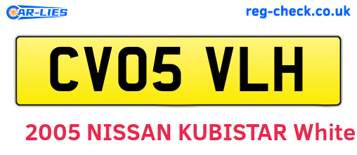 CV05VLH are the vehicle registration plates.