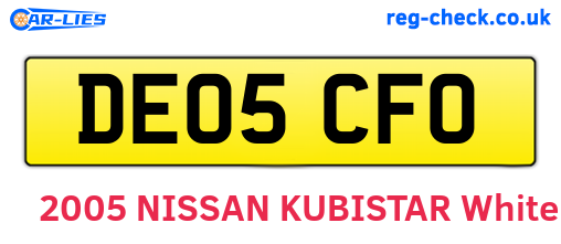 DE05CFO are the vehicle registration plates.