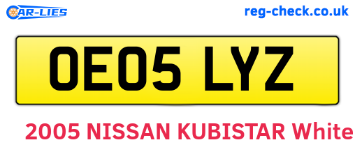 OE05LYZ are the vehicle registration plates.