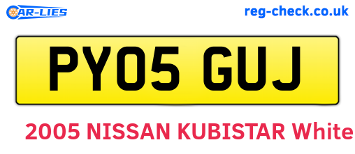 PY05GUJ are the vehicle registration plates.