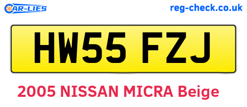 HW55FZJ are the vehicle registration plates.
