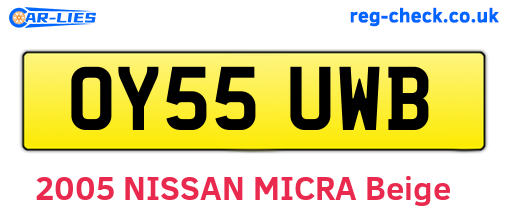 OY55UWB are the vehicle registration plates.