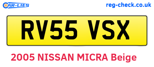 RV55VSX are the vehicle registration plates.
