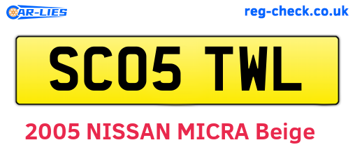 SC05TWL are the vehicle registration plates.