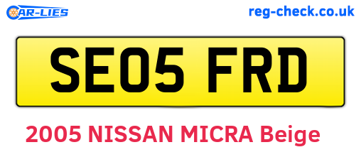 SE05FRD are the vehicle registration plates.