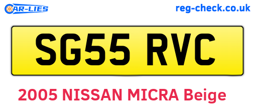 SG55RVC are the vehicle registration plates.