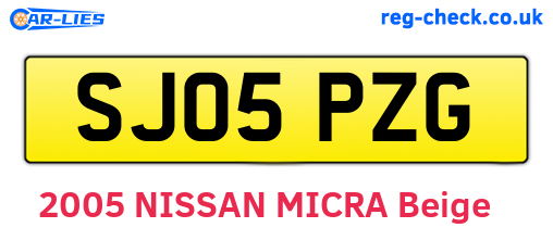 SJ05PZG are the vehicle registration plates.