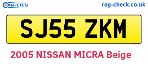SJ55ZKM are the vehicle registration plates.
