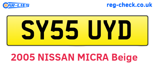 SY55UYD are the vehicle registration plates.