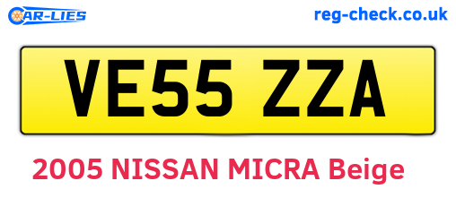 VE55ZZA are the vehicle registration plates.
