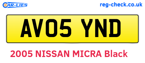 AV05YND are the vehicle registration plates.