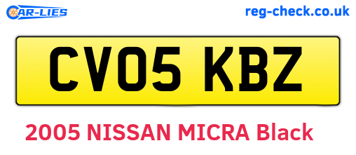 CV05KBZ are the vehicle registration plates.