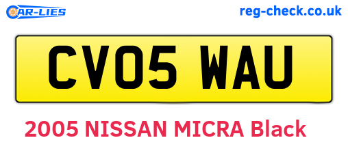 CV05WAU are the vehicle registration plates.