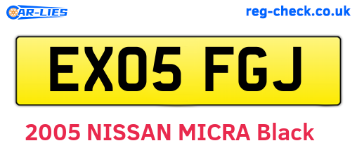 EX05FGJ are the vehicle registration plates.