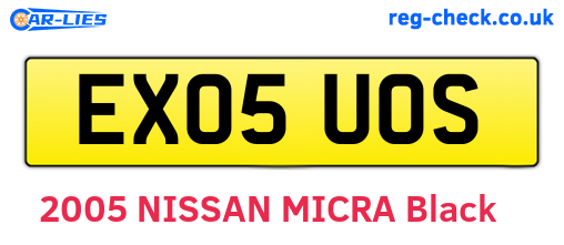 EX05UOS are the vehicle registration plates.
