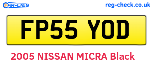 FP55YOD are the vehicle registration plates.