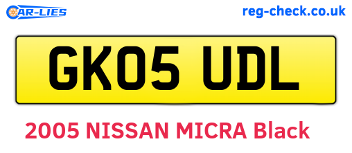 GK05UDL are the vehicle registration plates.