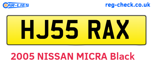 HJ55RAX are the vehicle registration plates.