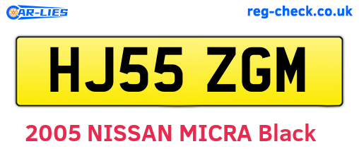 HJ55ZGM are the vehicle registration plates.