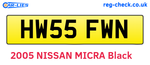 HW55FWN are the vehicle registration plates.