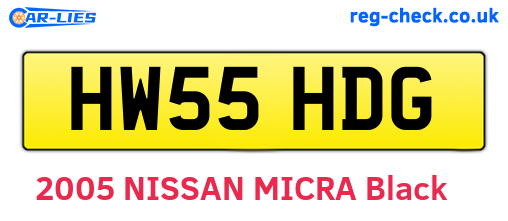 HW55HDG are the vehicle registration plates.