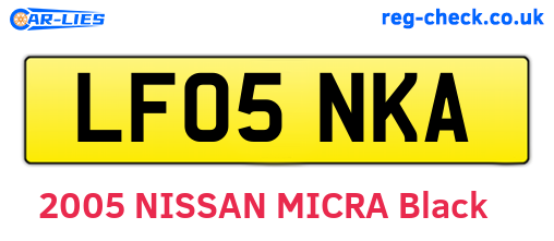 LF05NKA are the vehicle registration plates.