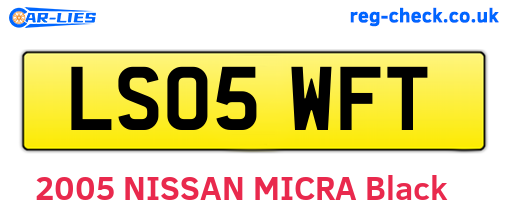 LS05WFT are the vehicle registration plates.