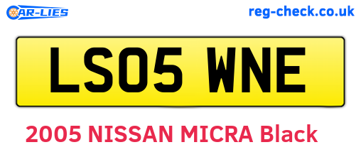 LS05WNE are the vehicle registration plates.