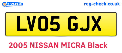 LV05GJX are the vehicle registration plates.