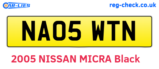 NA05WTN are the vehicle registration plates.
