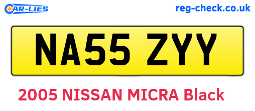 NA55ZYY are the vehicle registration plates.