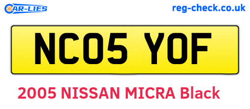 NC05YOF are the vehicle registration plates.