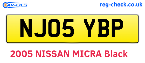 NJ05YBP are the vehicle registration plates.