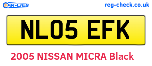 NL05EFK are the vehicle registration plates.