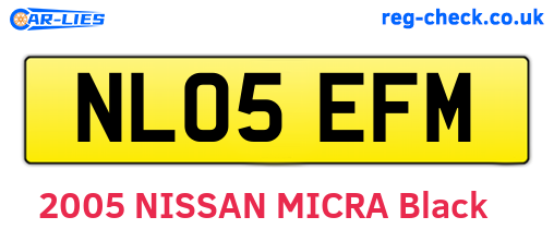 NL05EFM are the vehicle registration plates.