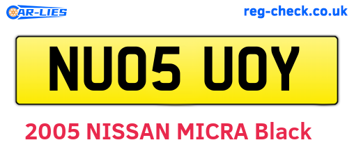 NU05UOY are the vehicle registration plates.