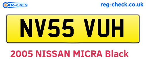 NV55VUH are the vehicle registration plates.