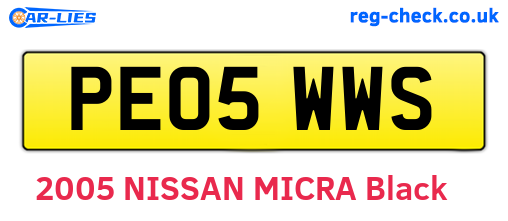 PE05WWS are the vehicle registration plates.