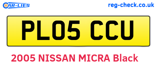 PL05CCU are the vehicle registration plates.