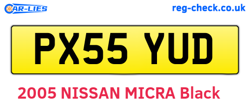 PX55YUD are the vehicle registration plates.