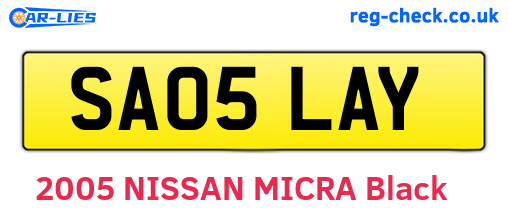 SA05LAY are the vehicle registration plates.