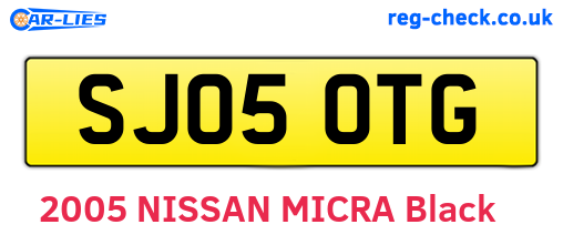 SJ05OTG are the vehicle registration plates.