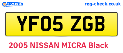 YF05ZGB are the vehicle registration plates.
