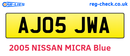 AJ05JWA are the vehicle registration plates.
